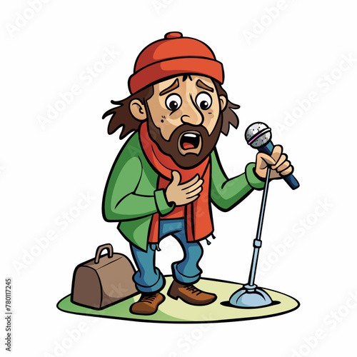 vector poor singer illustration