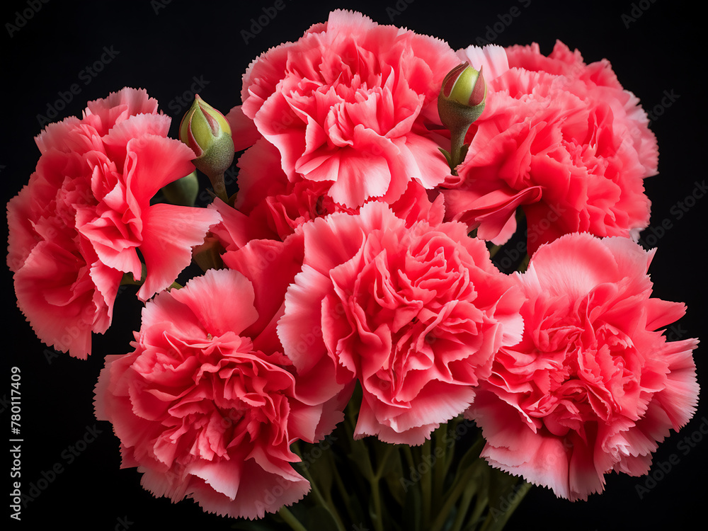 Live carnation flowers backdrop with space for inscription Live carnation flowers backdrop with space for inscription