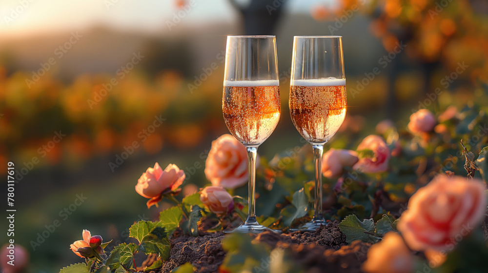 2 glasses of Champagne, Date, Sunset