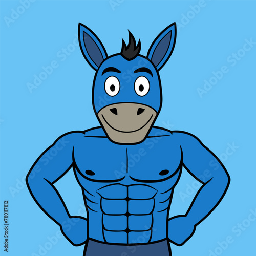 Cute strong donkey cartoon vector illustration 