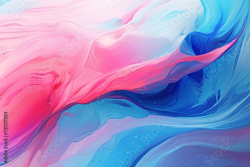 A dynamic blend of swirling pink and blue hues creates a sense of fluid motion