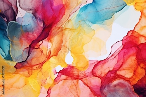 A vibrant display of alcohol ink flows freely across the canvas, creating an abstract masterpiece