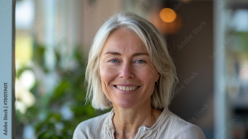 Fototapeta premium portrait of beautiful mature woman close up head shot