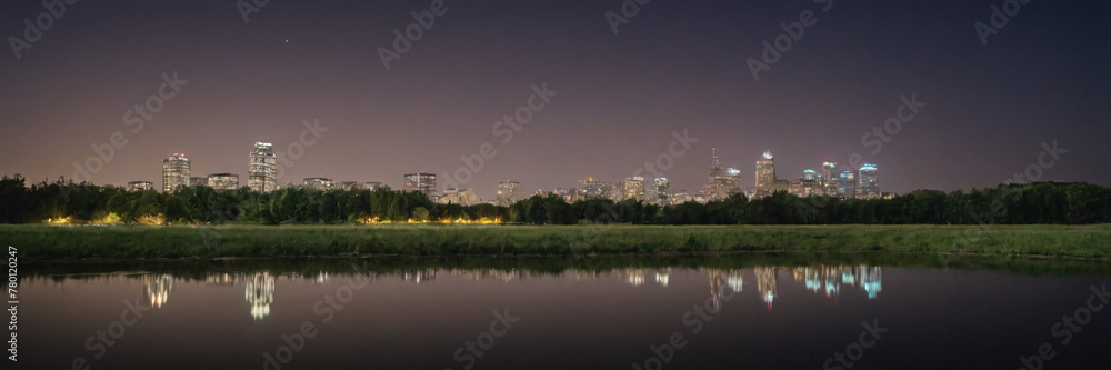 Sunset and Greater City in the background of a beautiful river lake Sunset and Greater City in the background of a beautiful river lake