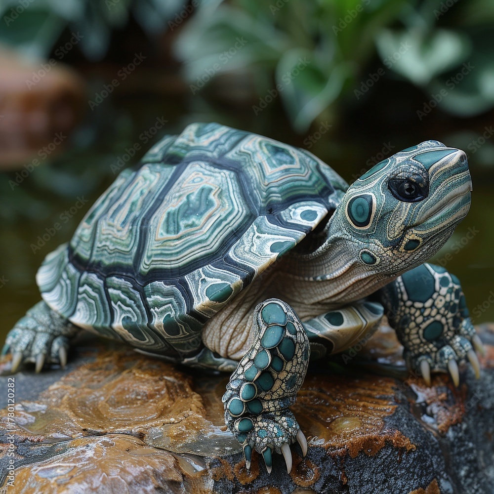 Unbelievably Stunning Malachite Turtle with Deep Emerald Accents Unbelievably Stunning Malachite Turtle with Deep Emerald Accents