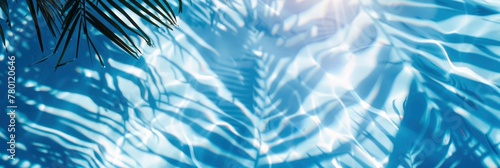 Abstract background with palm shadows on water in a swimming pool, depicting a summer concept banner for vacation and travel, Banner Image For Website, Background