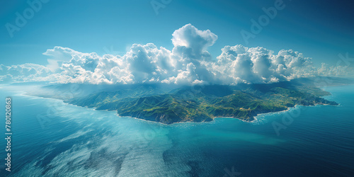 Aerial view of Pacific Island coast line