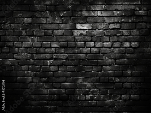 Classic black brick wall texture provides a vintage backdrop