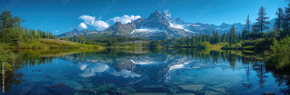 reflection of Mountains on a lake Alpine