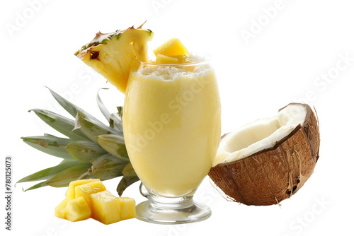 Coconut Mango Pineapple Smoothie On Transparent Background. © Usmanify