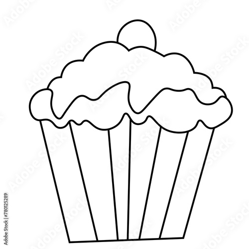 Принти на полотні illustration of a cupcake. Kids line art drawing