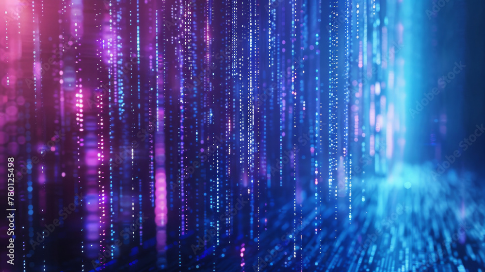 Abstract background of vibrant blue and pink binary code stream, symbolizing information technology Abstract background of vibrant blue and pink binary code stream, symbolizing information technology