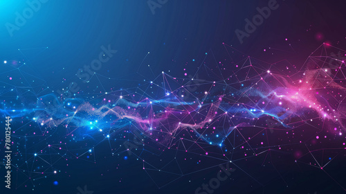Vibrant blue and pink networks with sparkling nodes on a dark background