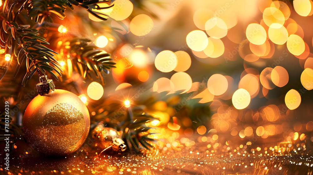 Gold Christmas Ball on a Bokeh Background Gold Christmas Ball on a Bokeh Background