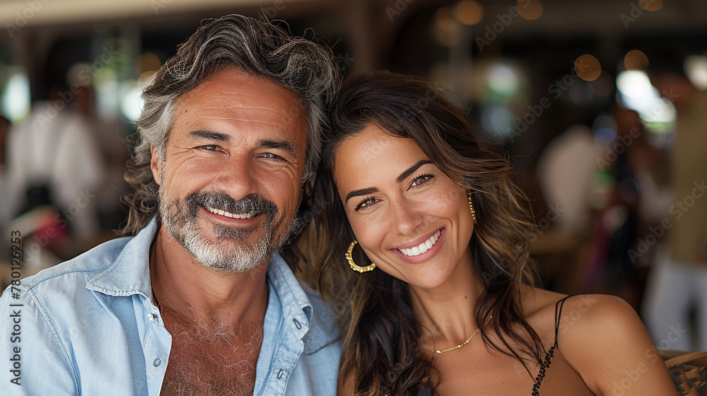 Smiling Couple Enjoying Time at a Cafe Smiling Couple Enjoying Time at a Cafe