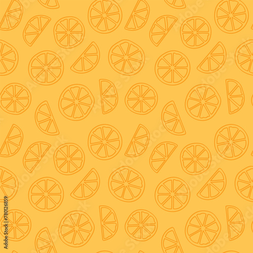 summer seamless pattern with orange fruit slices- vector illustration