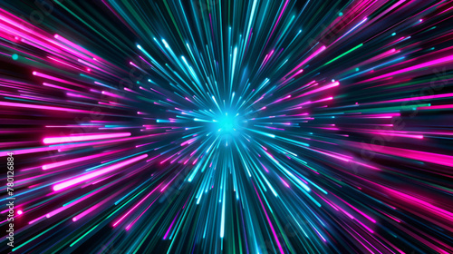 Vibrant and dynamic technology background with colorful speed light beams