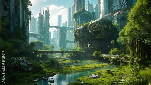 A Futuristic Sustainable City District with Green Spaces and Renewable Energy