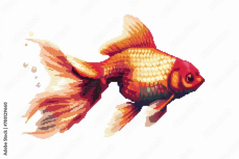 Fototapeta premium White background with colorful fish illustration.