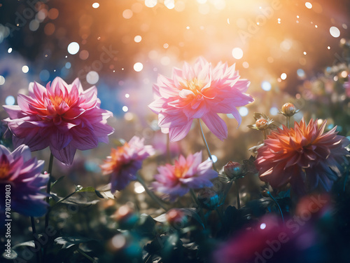 Explore the elegance of a floral background enhanced by a bokeh frame