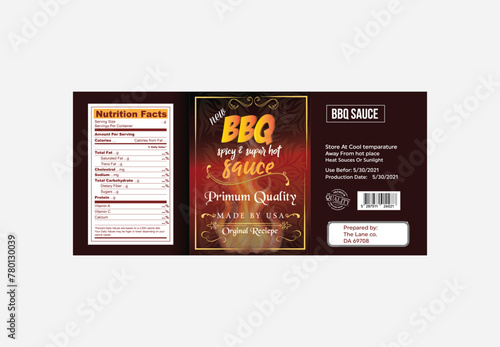 BBQ sauce label design sauce label design Mexican food packaging barbecue spicy sauce	