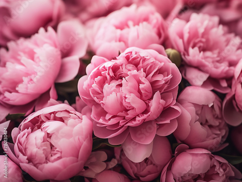 Pink peonies, up close, create a stunning floral backdrop
