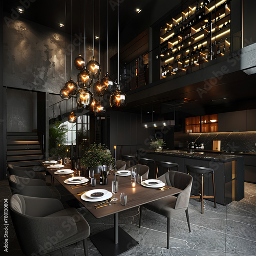 Luxury Dark Colors Dinner Room