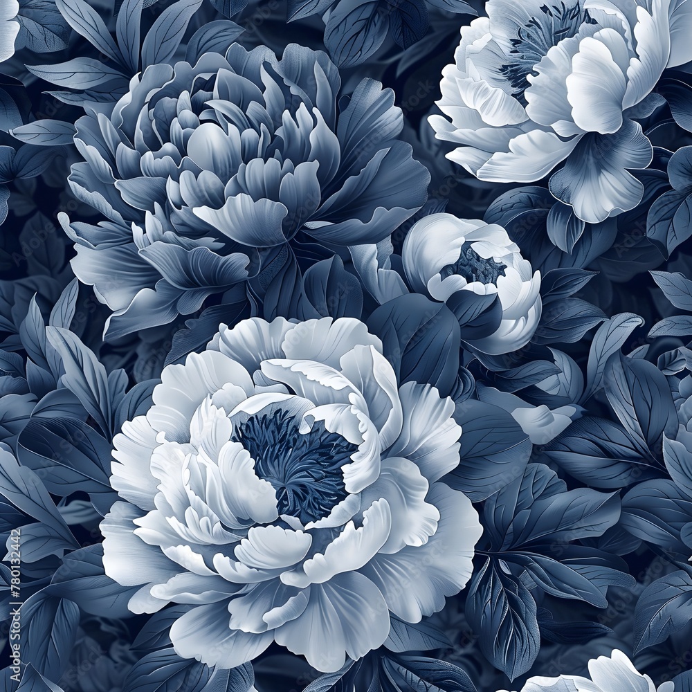 vintage dark peony flower pattern 
