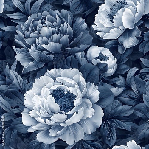 vintage dark peony flower pattern  © TINA