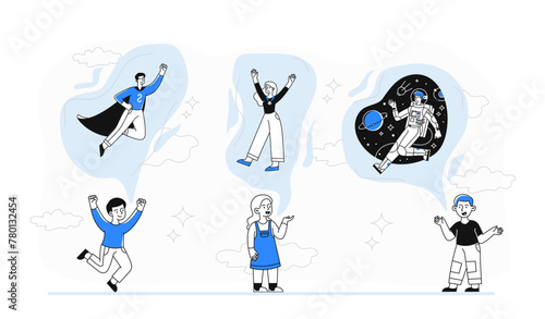 Children dreams vector simple set