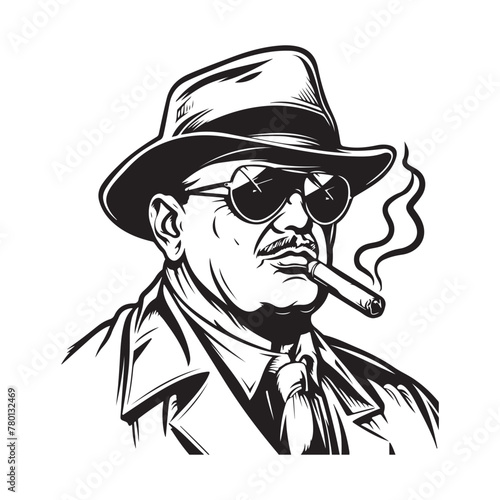 Mafia boss with a cigar vector image, Illustration a Mafia boss with a cigar