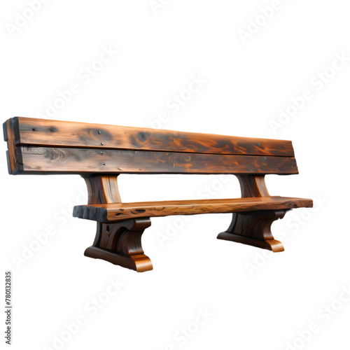 wooden bench isolated white background