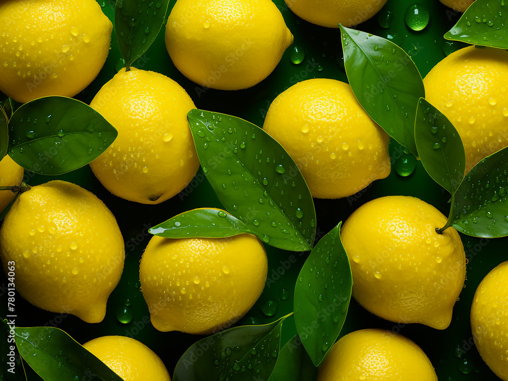 Bright lemons, yellow and zesty, contrast beautifully with a green geometric background