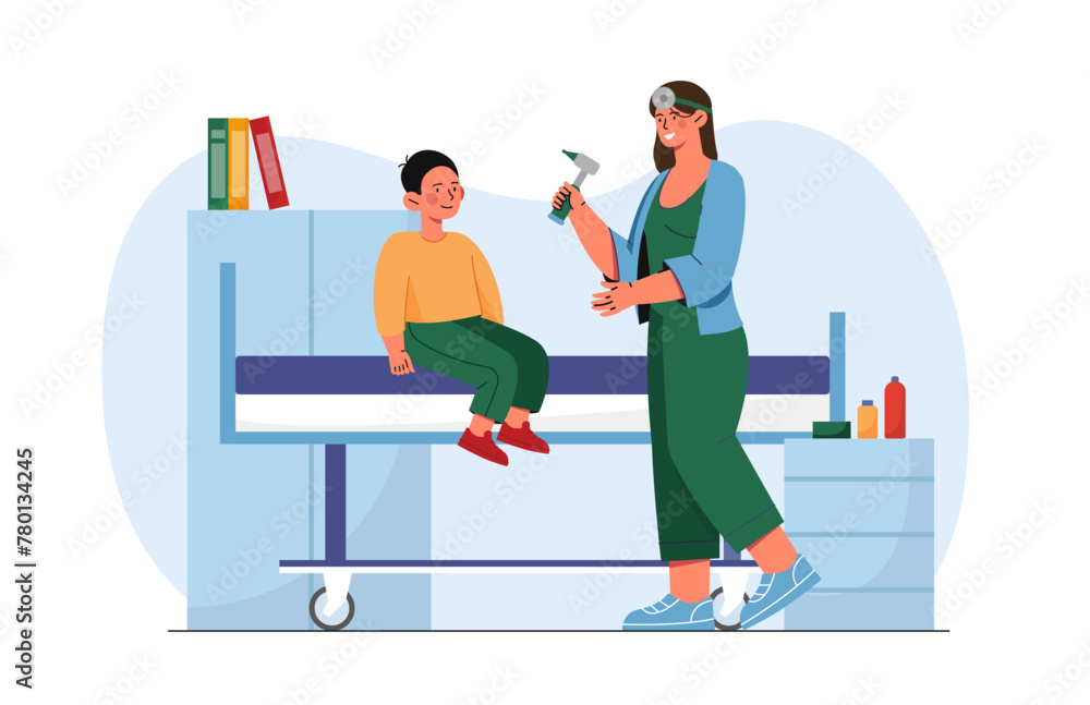 Obraz premium Otolaryngologist with boy vector concept