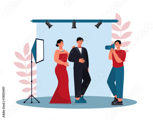 Photo session couple vector concept