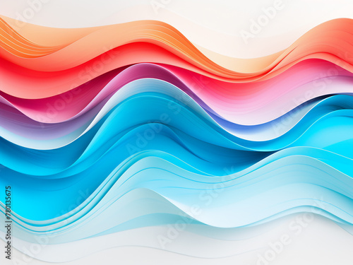 Abstract papercut design of colorful waves on white background provides ample space for creativity