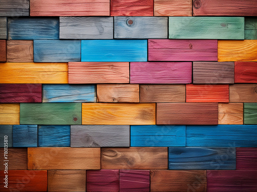 Abstract background features a colorful wooden wall texture