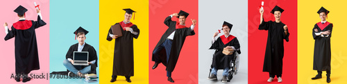 Collage of happy male gradu...