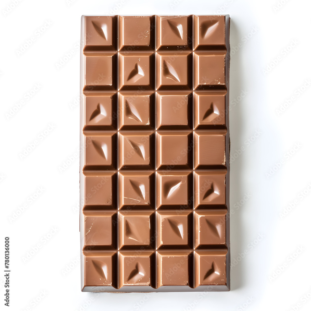 Milk chocolate isolated on white, top down view Milk chocolate isolated on white, top down view