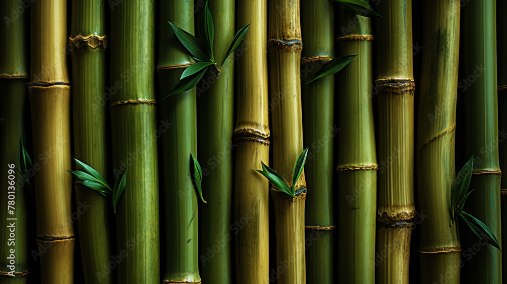 The background is made of fresh bamboo. Bright backdrop. Generative AI The background is made of fresh bamboo. Bright backdrop. Generative AI