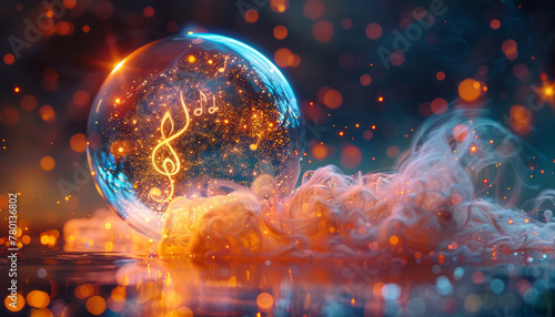 Stunning logo design: Musical bubble with vibrant colors, intricate textures, and subtle notes, evoking dynamism.generative ai
