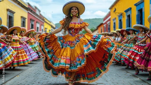 Pretty woman dances Cinco de Mayo celebration