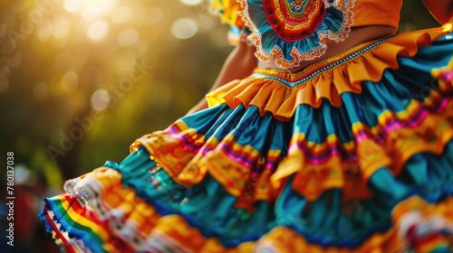 Close-up dress of a dancer on Cinco de Mayo celebration