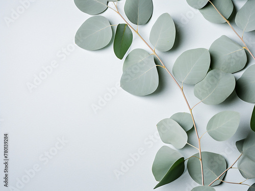 On a paper background, eucalyptus leaves create a natural display
