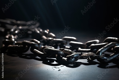 metal chail in a black background photo