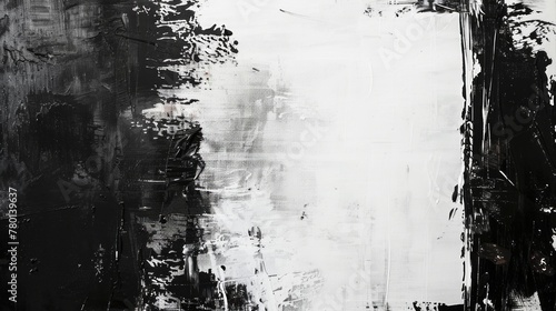 An abstract background of black and white ink strokes. A background consisting of black and white oil paint brushstrokes.