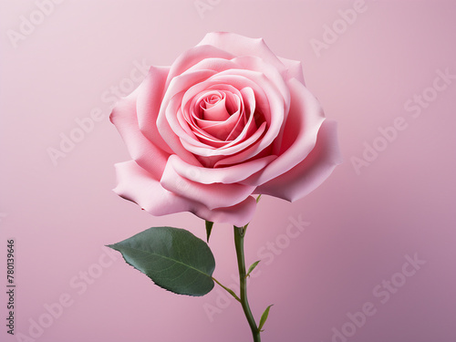 Against a colorful backdrop  a flat view highlights a pink rose