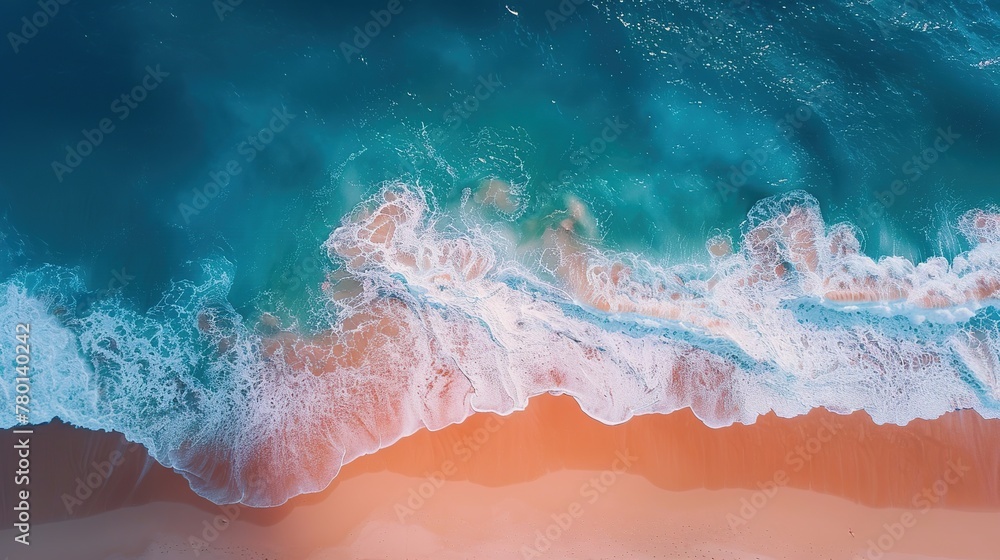 Top view of an stunning beautiful sea landscape beach with turquoise water with copy space for your text.