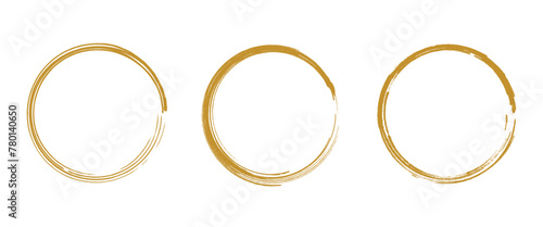 Hand drawn gold round frame, hand drawn doodle golden circle vector.