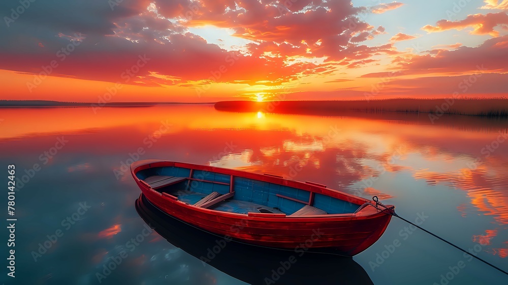 Serene Lake Sunset Reflection./n Serene Lake Sunset Reflection./n